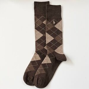 NWOT Ralph Lauren long brown argyle socks